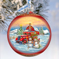 Christmas Glass Ornament - Snowmen & Vintage Truck Mercury Glass Ornament - 73970