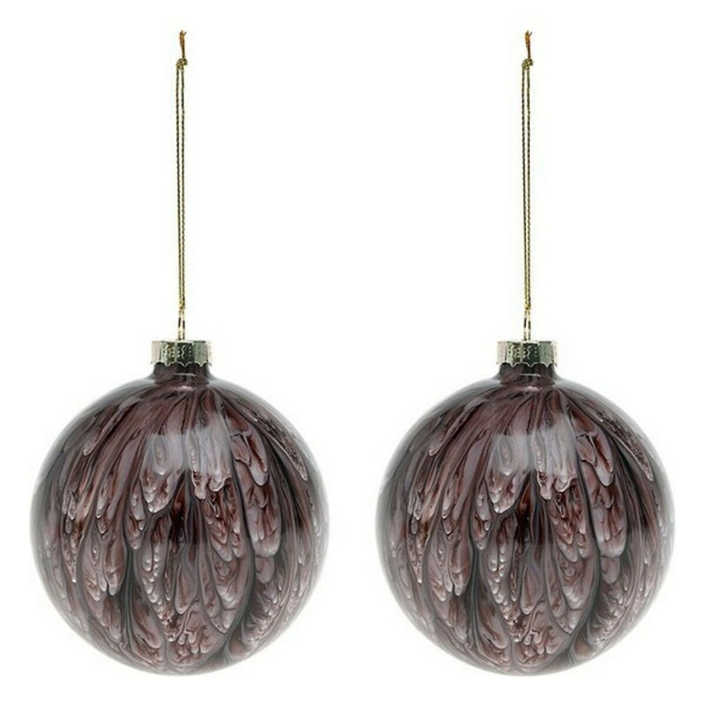 Crystal Bauble Ornaments, Brown & Red, Set of 2 (8cm)