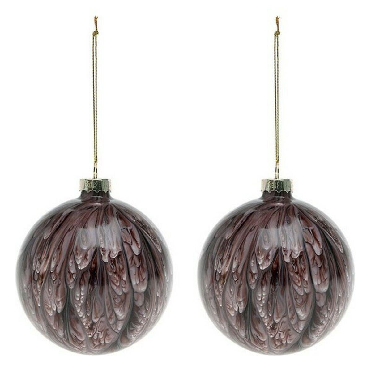 Crystal Bauble Ornaments, Brown & Red, Set of 2 (8cm)
