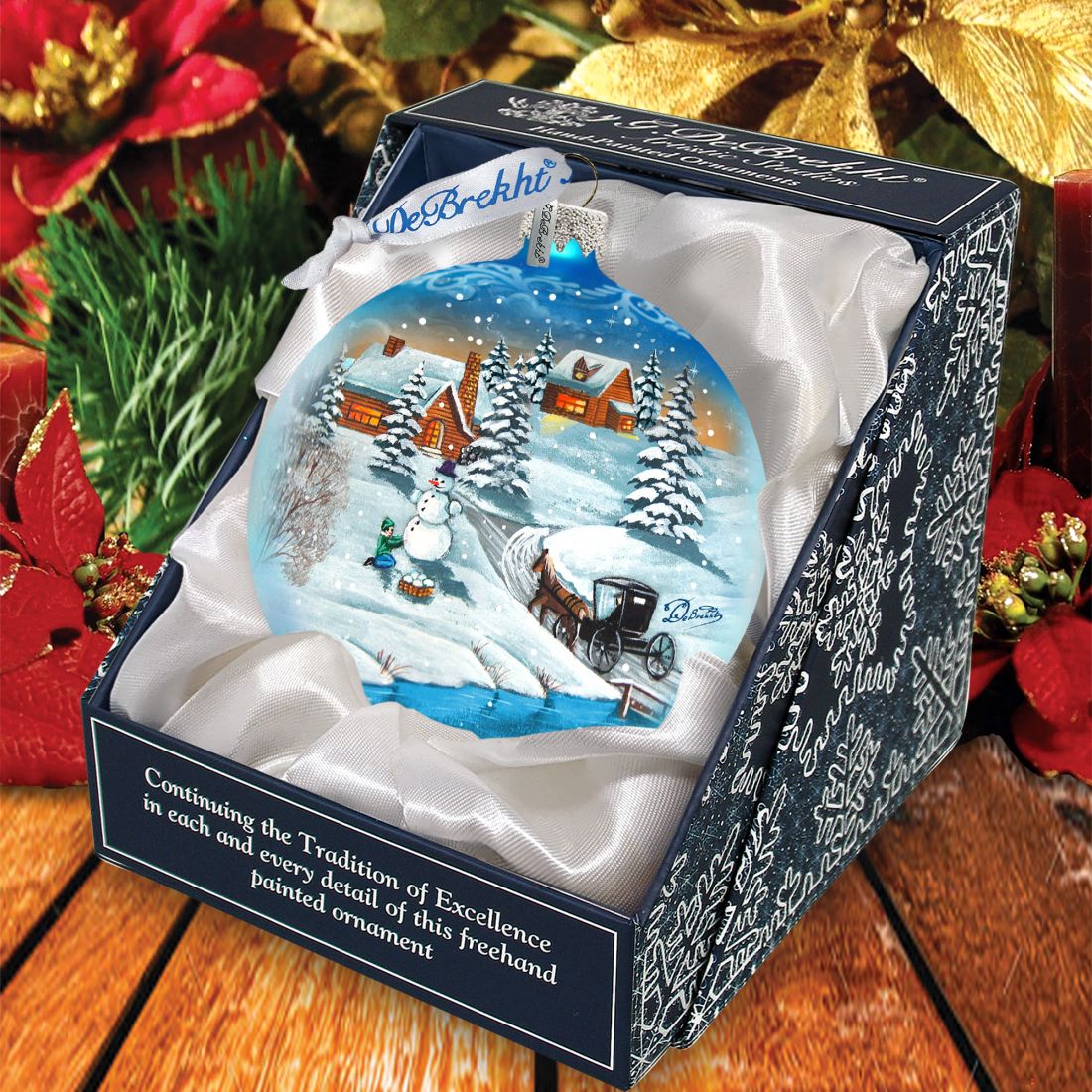 Vintage Winter Village Glass Ornament by G. DeBrekht - Christmas Decor - 73368